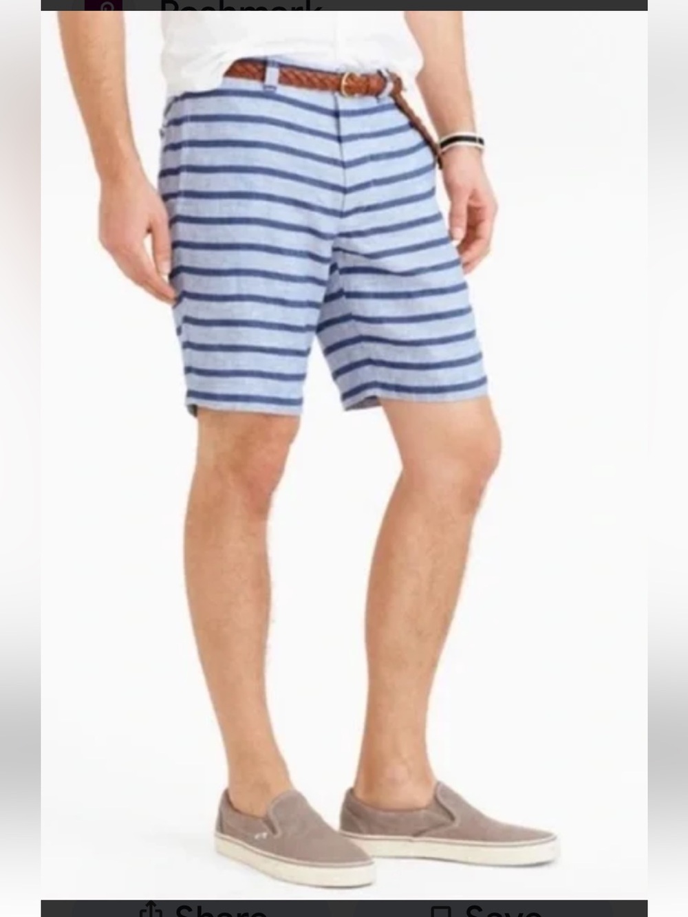 Men's J. Crew Stanton Baird McNutt Irish Linen Blue Striped Casual Shorts 31